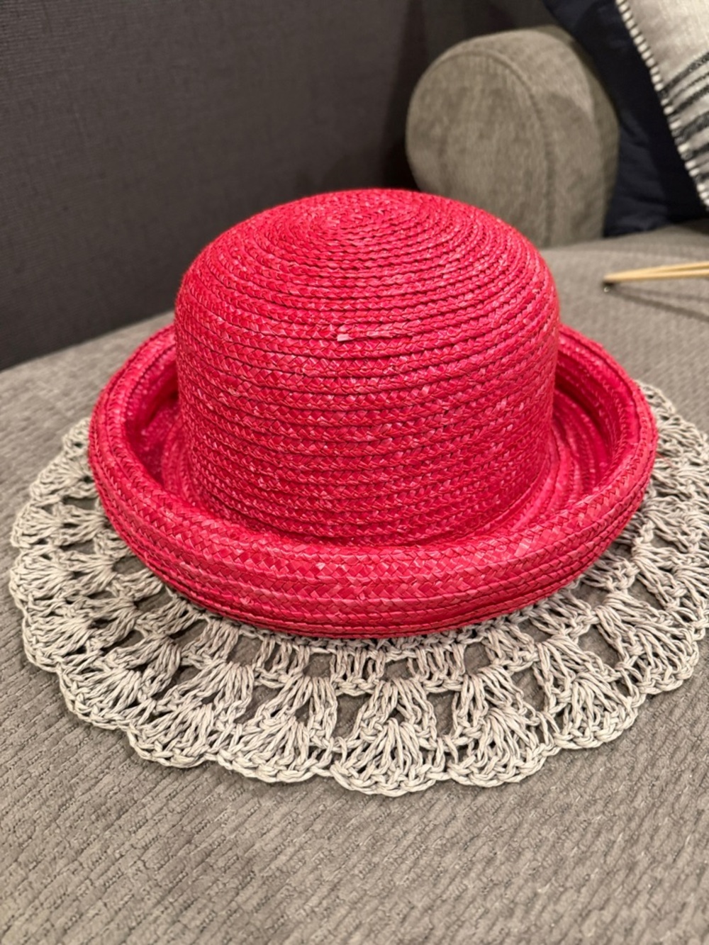 Red Straw Roll-Brim Hat - Unbranded Women's Summer Accessory